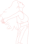 Dessin d'une femme de profil avec les bras ouvert latéralement qui illustre un changement de vie avec sérénité et confiance grâce à la sophrologie dynamique